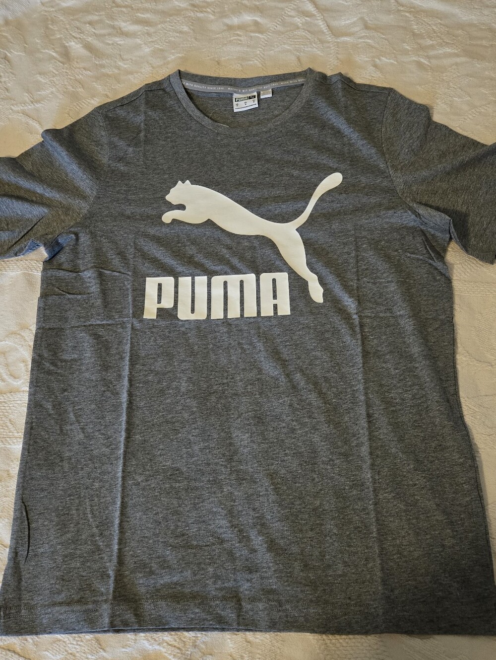 Puma Men's Gray Logo Tee Shirt Short Sleeve